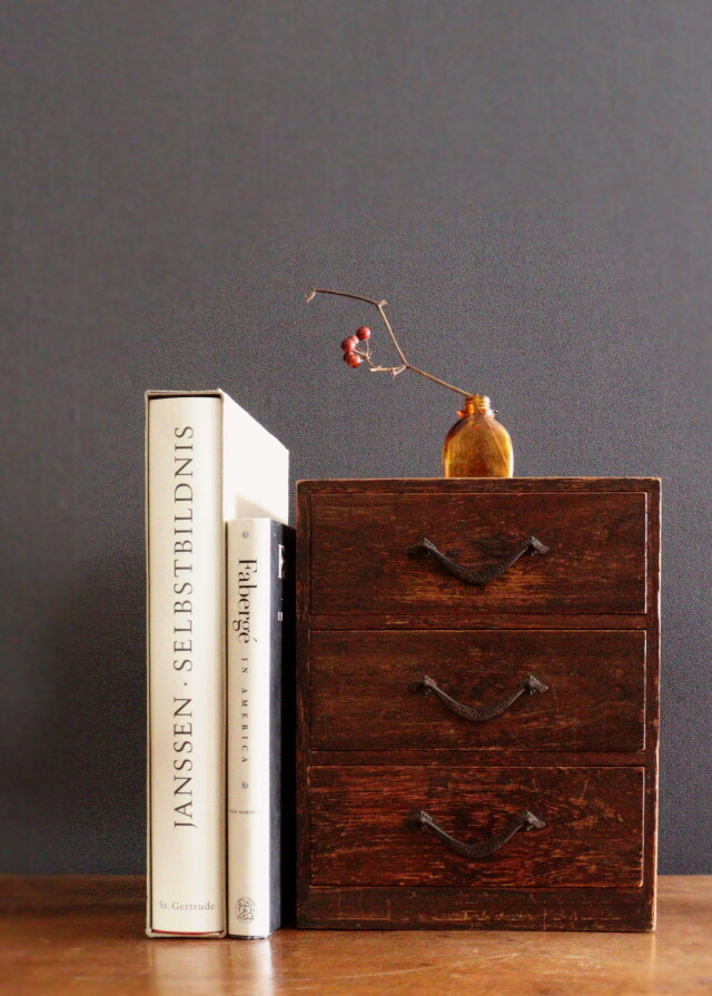 3段引出し箱 古道具 インテリア 仕切り箪笥 小箱 レターケースAntique