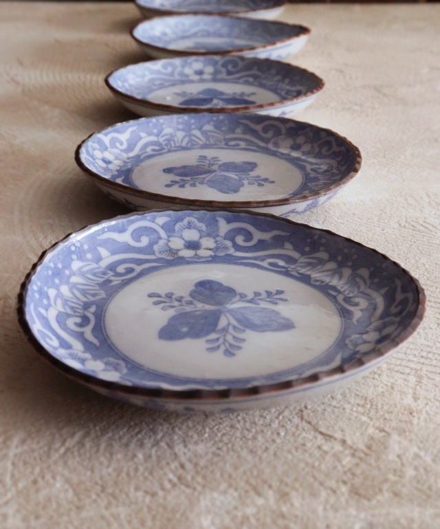 染付印判桐図16cmイゲ皿 5枚組 取り皿 盛皿 中皿 プレート イゲ皿
