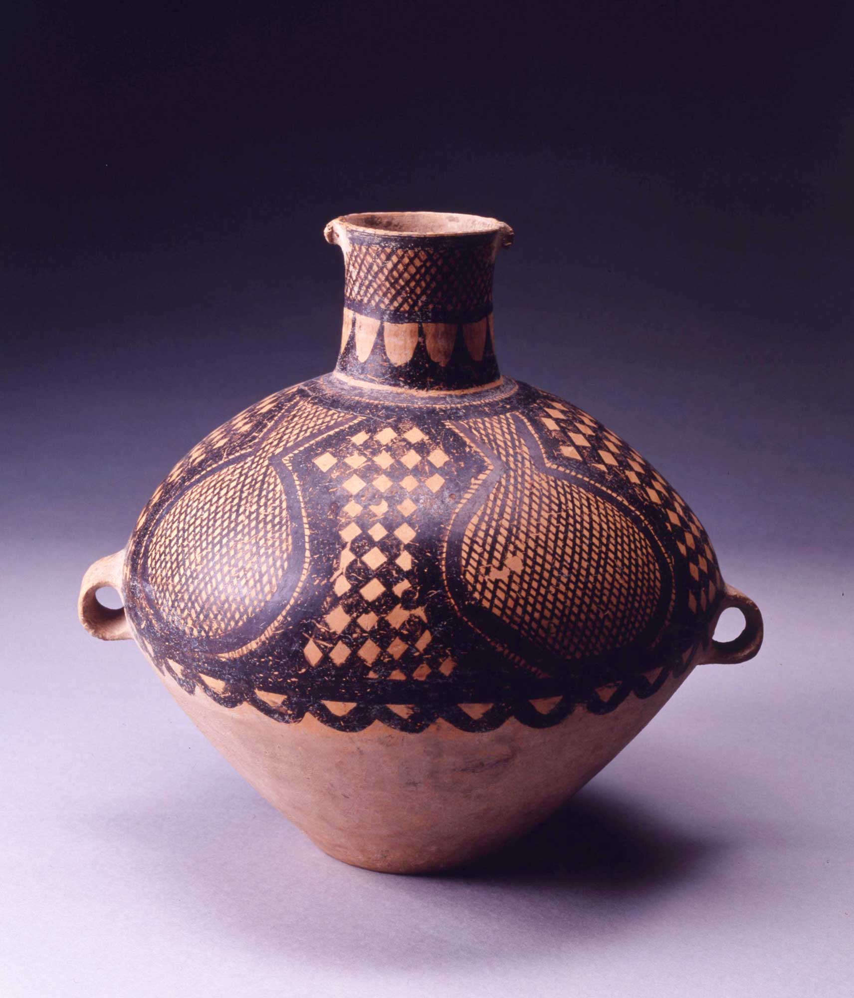 彩陶双耳壷新石器時代 馬家窯文化 （紀元前2300～2000年頃）中国古陶