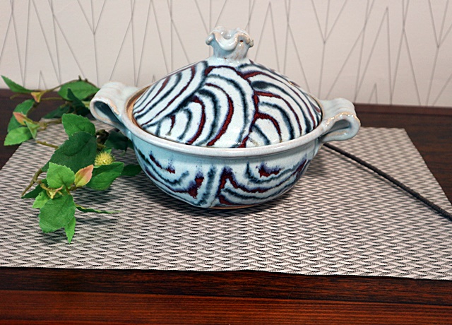 稲葉直人 土鍋 青白釉波紋 一人鍋 山帰来～日々のくらし