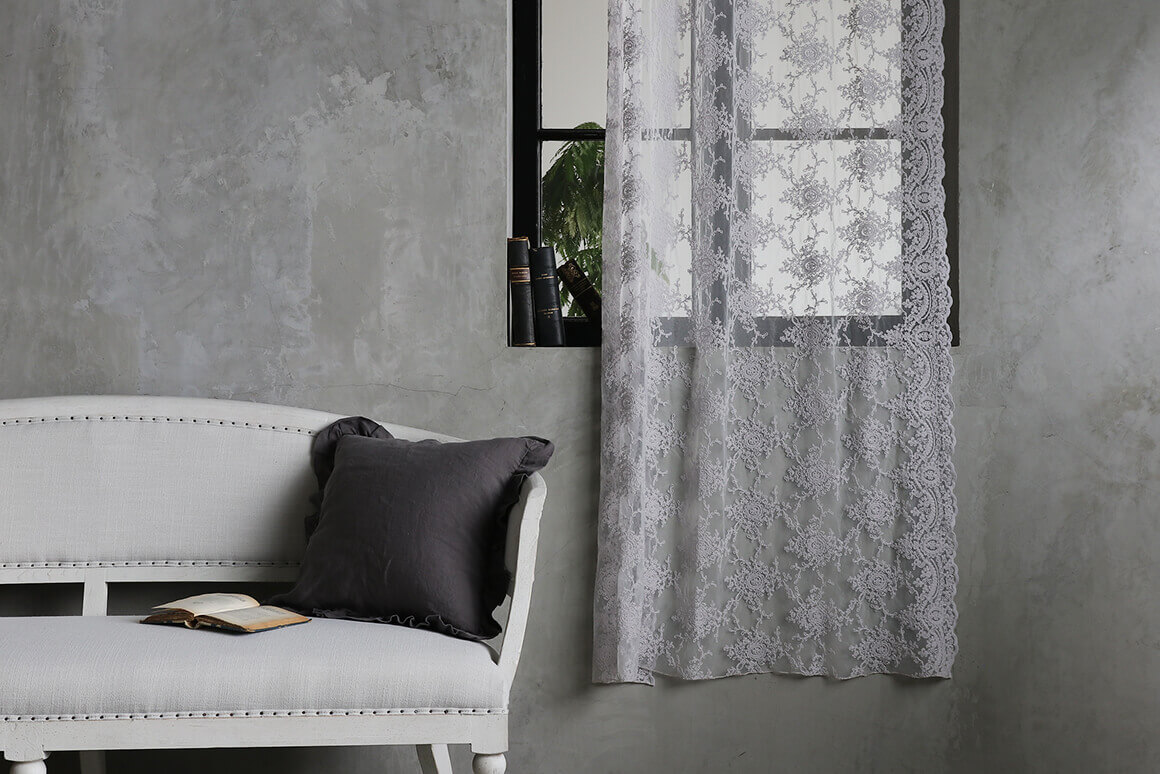 Chez moiカーテンCorinzioライトグレー120x220cm シェモア ～ サラグレース