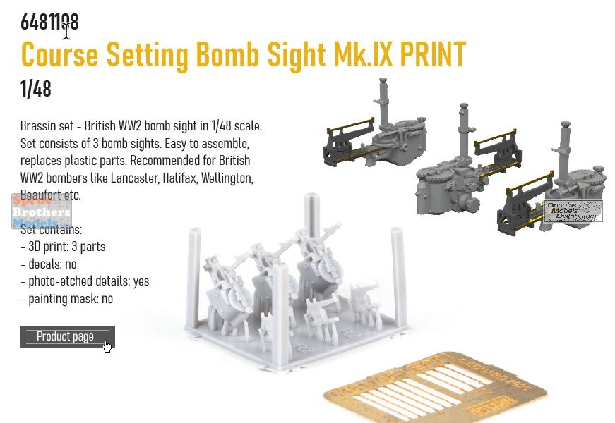 EDU6481108 1:48 Eduard Brassin - Course Setting Bomb Sight Mk.IX