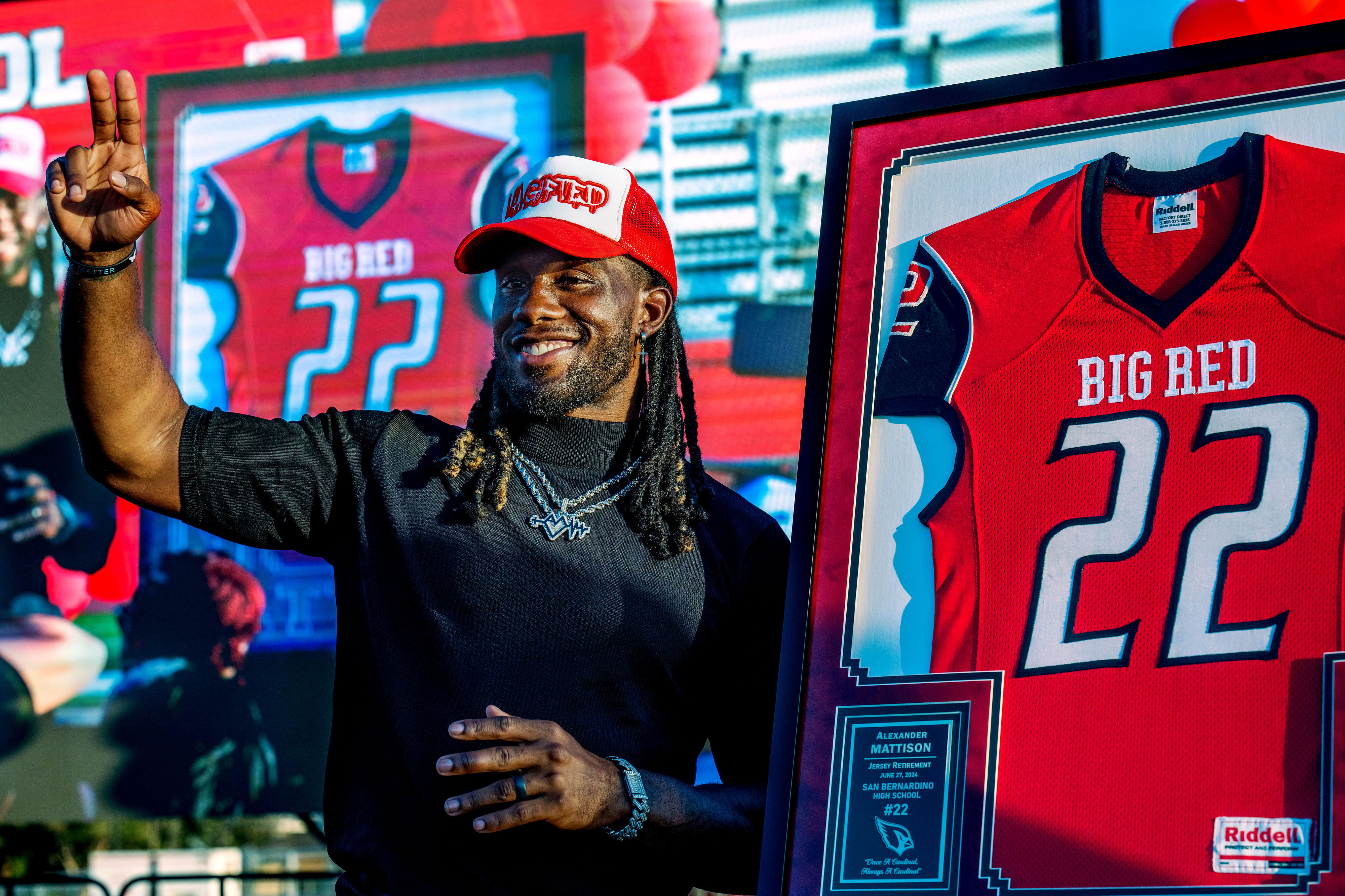 Las Vegas Raiders' Alexander Mattison's old jersey is retired in