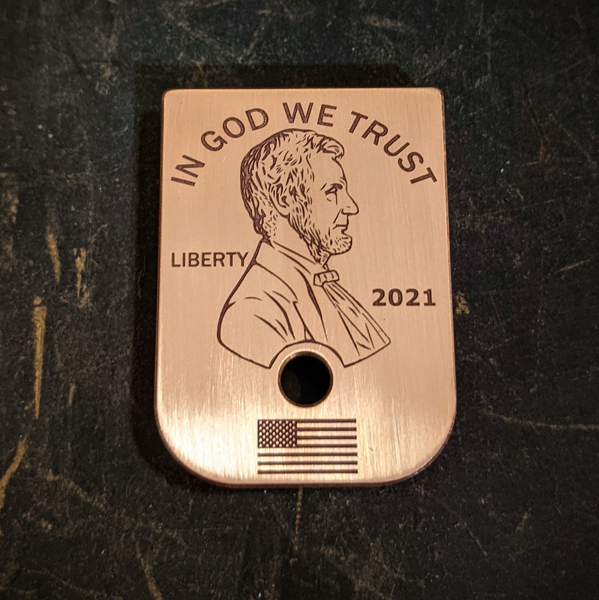 Glock Copper Mag Plates | Abe Lincoln | Deep Laser Engraved |