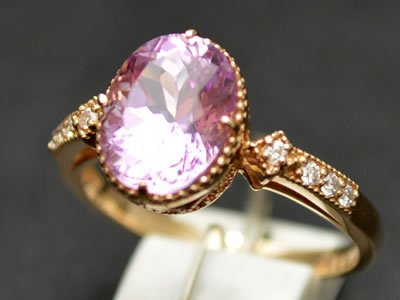 ジュエリー／クンツァイト／指輪】K18PG クンツァイトリング K／2.46