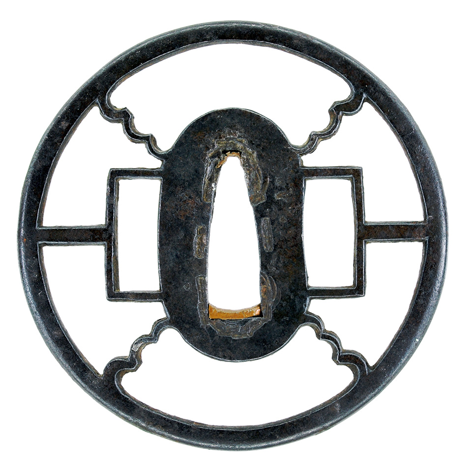 B-21 鍔 源氏香透鐔 鑑定書有り 無銘 梅忠 武具 刀装具 美術品 工芸品