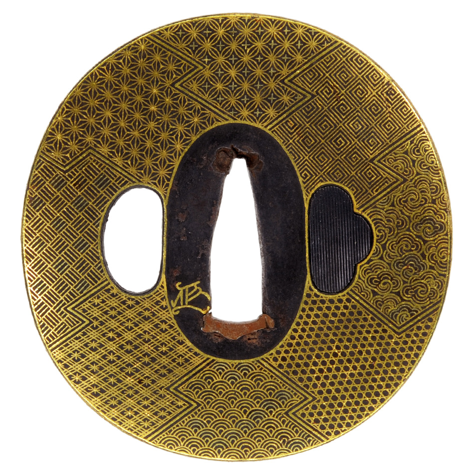 葉と鳥の彫刻 鉄製 鍔(つば) 鳥と植物の彫刻 鍔(つば) 六条御息所#日本