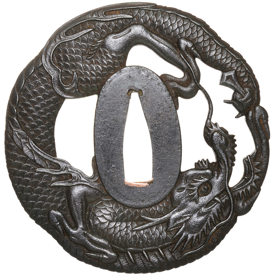 鍔 銘 越前住記内作 龍透鍔（TU-060320)｜刀・日本刀の販売なら日本刀