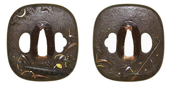 鍔 無銘 庄内 月下芦分舟図鍔(TU-040315)｜刀・日本刀の販売なら日本刀