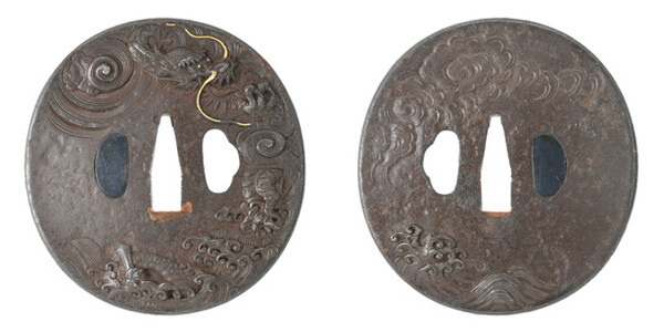 鍔 無銘 水戸 波涛雲龍図鍔 (TU-060924)｜刀・日本刀の販売なら日本刀