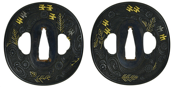 鍔 無銘 古金工 菊水群鳥図鍔(TU-080515)｜刀・日本刀の販売なら日本刀