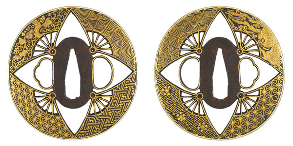 鍔 無銘 京献上 四方扇透鍔 (TU-080522)｜刀・日本刀の販売なら日本刀