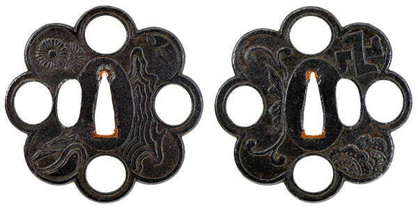 鍔 無銘 鎌倉 菊水卍図鍔(TU-110915)｜刀・日本刀の販売なら日本刀専門