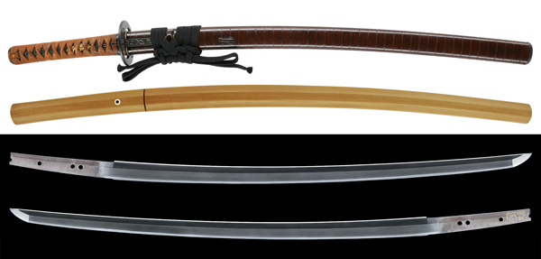 高級模造刀 樋有刀身 白拵え 居合刀 太刀 本格模造刀 紋様入り鞘 高級