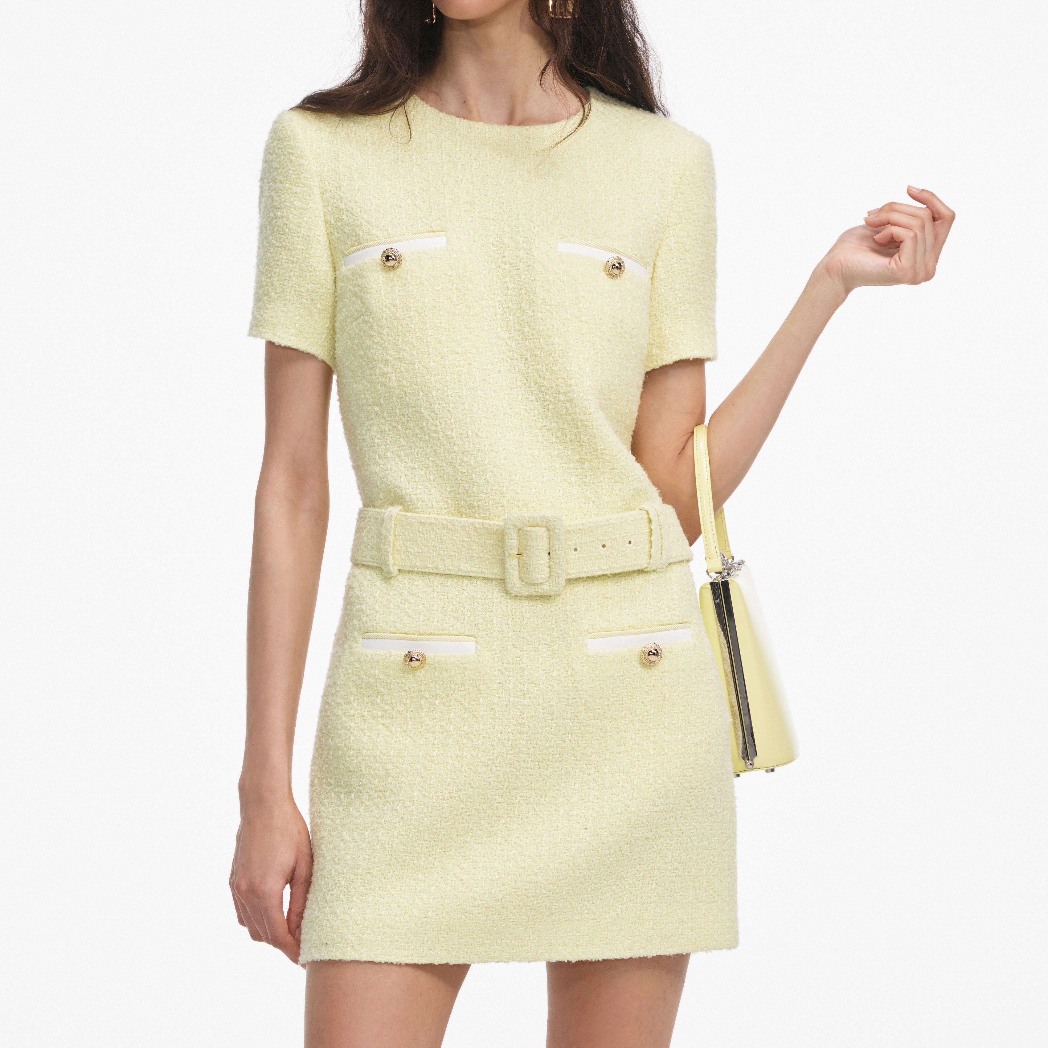 Yellow Boucle Mini Dress – self-portrait