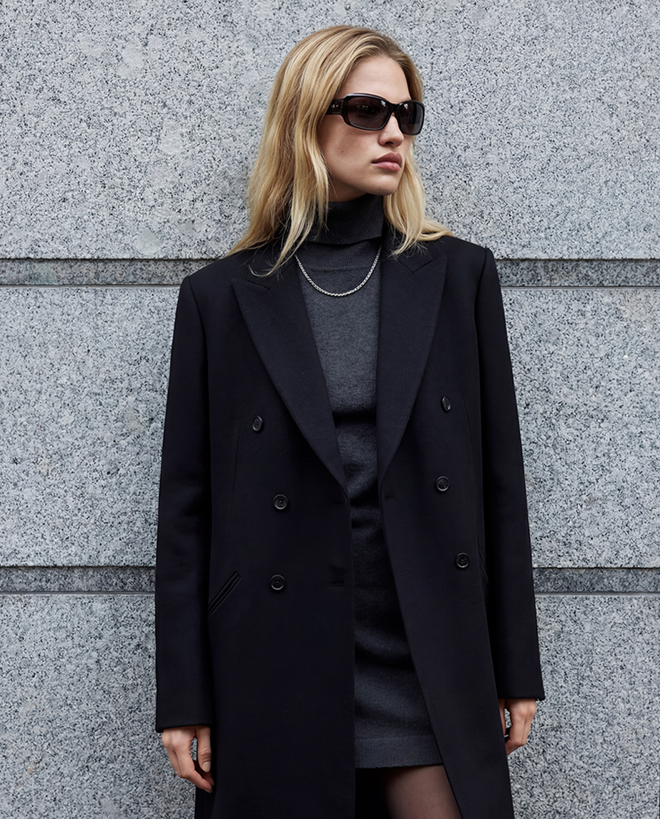 Shetland Wool Blend Double Breasted Coat – SELVANE