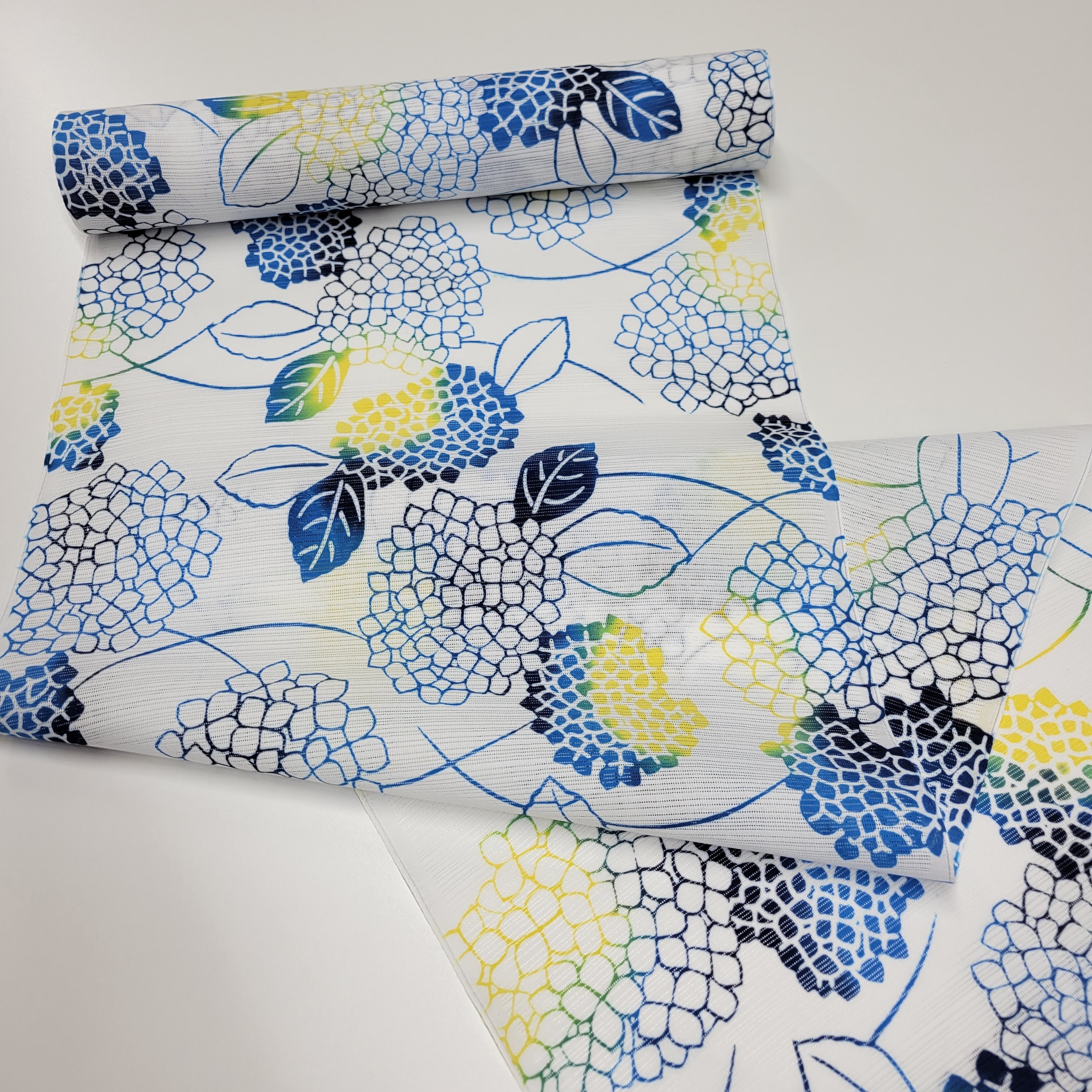 竺仙 浴衣 綿絽 注染 紫陽花 白地 反物｜着物のオンラインショップ