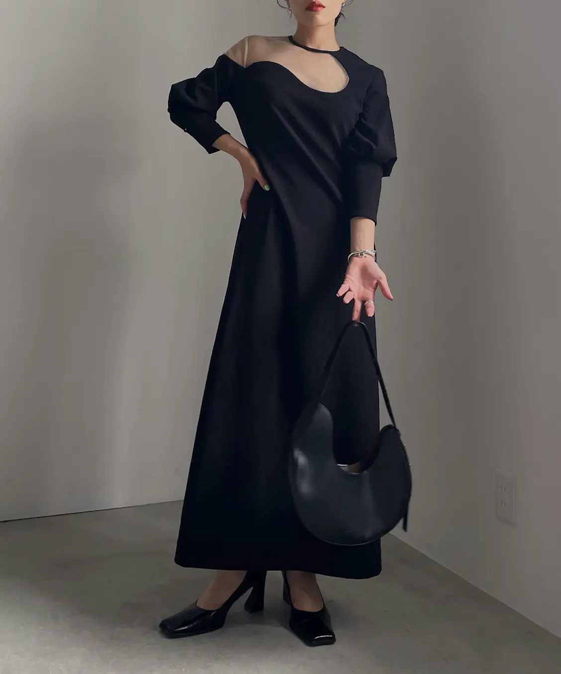 Mサイズ】LAKE CURVE TRICOT RIB DRESS Ameri VINTAGE（アメリ