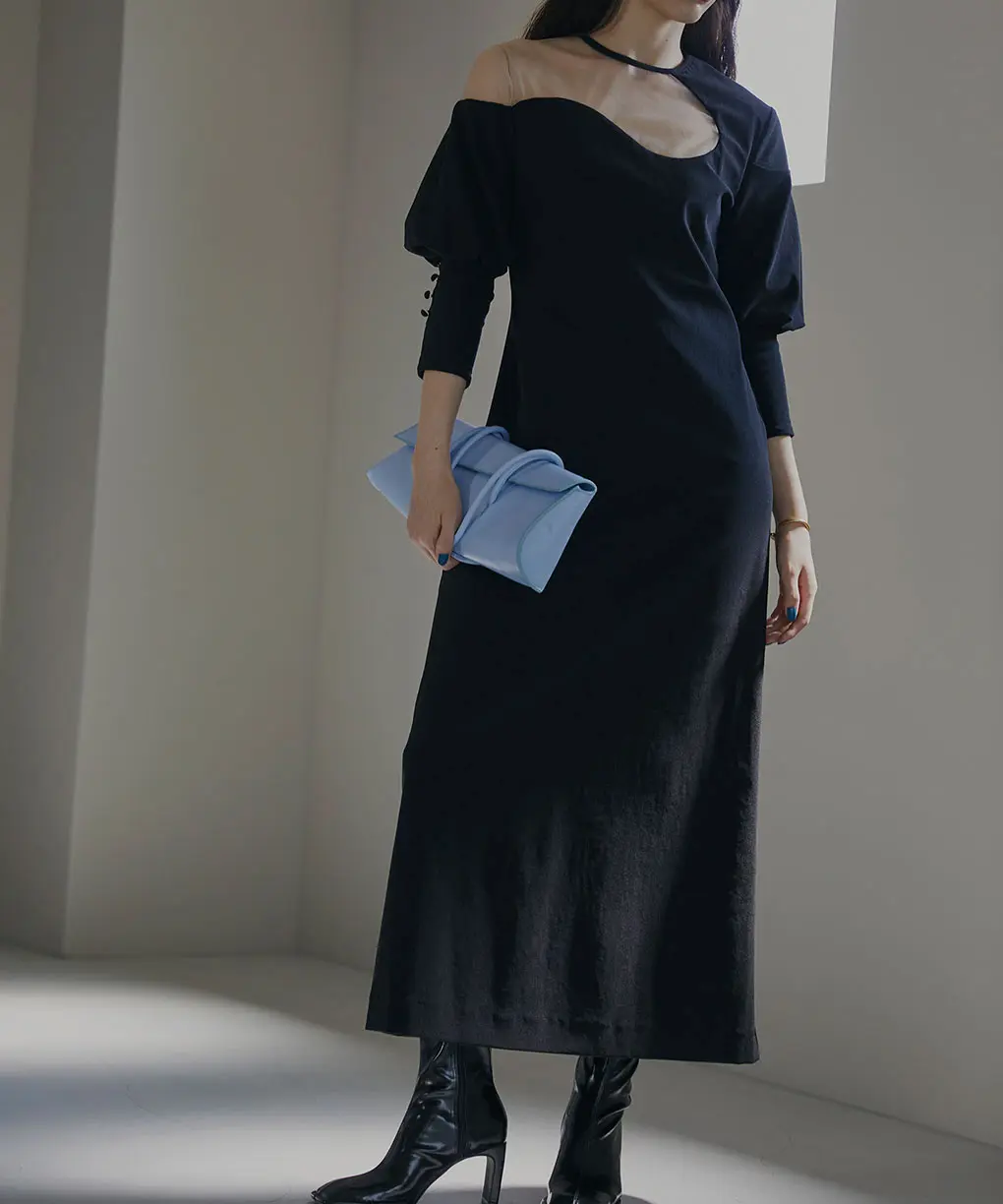 Mサイズ】LAKE CURVE TRICOT RIB DRESS Ameri VINTAGE（アメリ