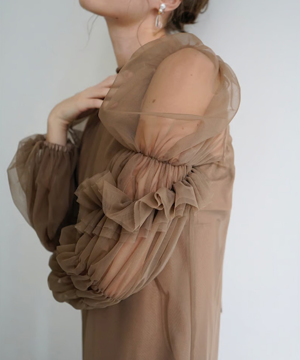 2サイズ】tulle sheer one-piece ( brown ) Acka.（エーシーケーエー
