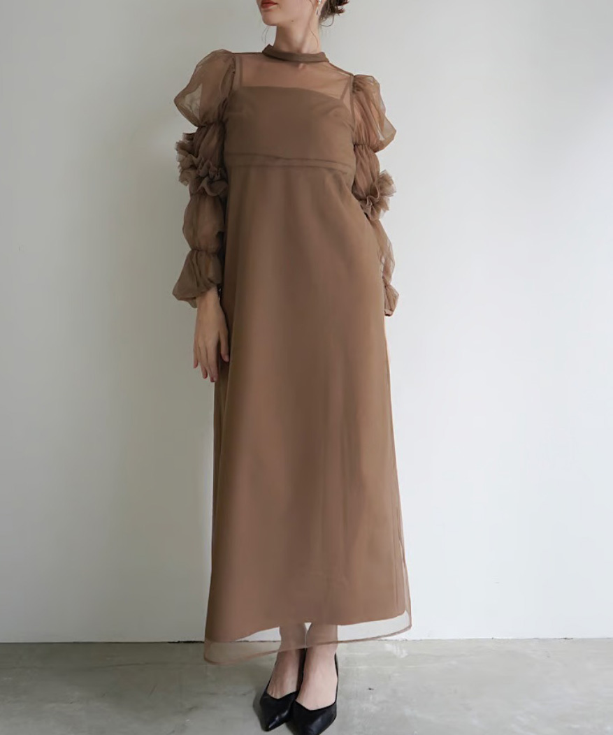 2サイズ】tulle sheer one-piece ( brown ) Acka.（エーシーケーエー