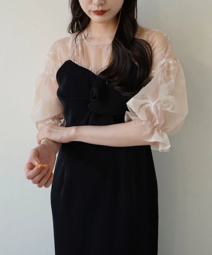 2サイズ】sheer puff dress（black） Acka.（エーシーケーエー）の