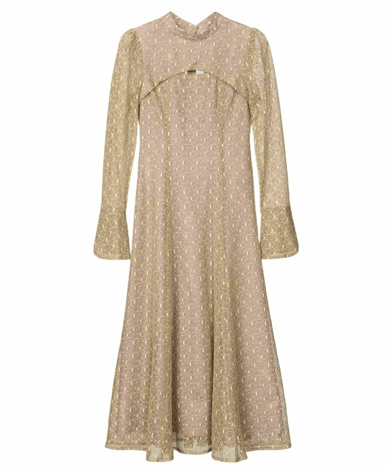 Mサイズ】バックオープンジオメトリックドレス イエロー ANDRESD