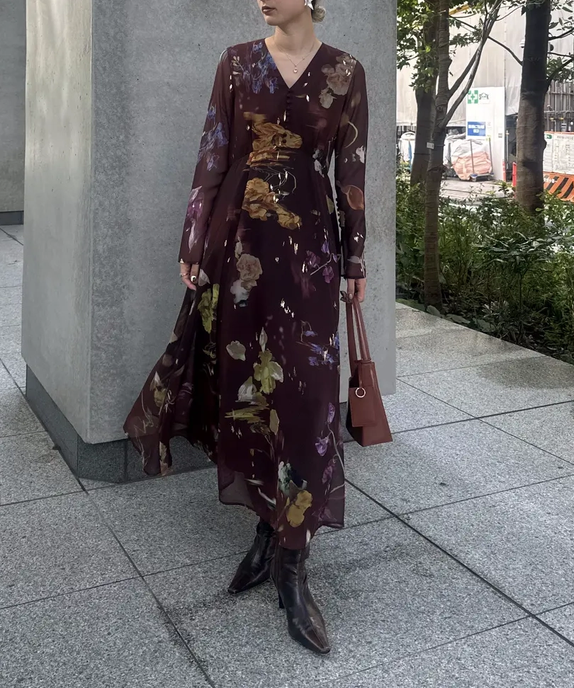 Mサイズ】UND SCAN FLOWER DRESS Ameri VINTAGE（アメリヴィンテージ