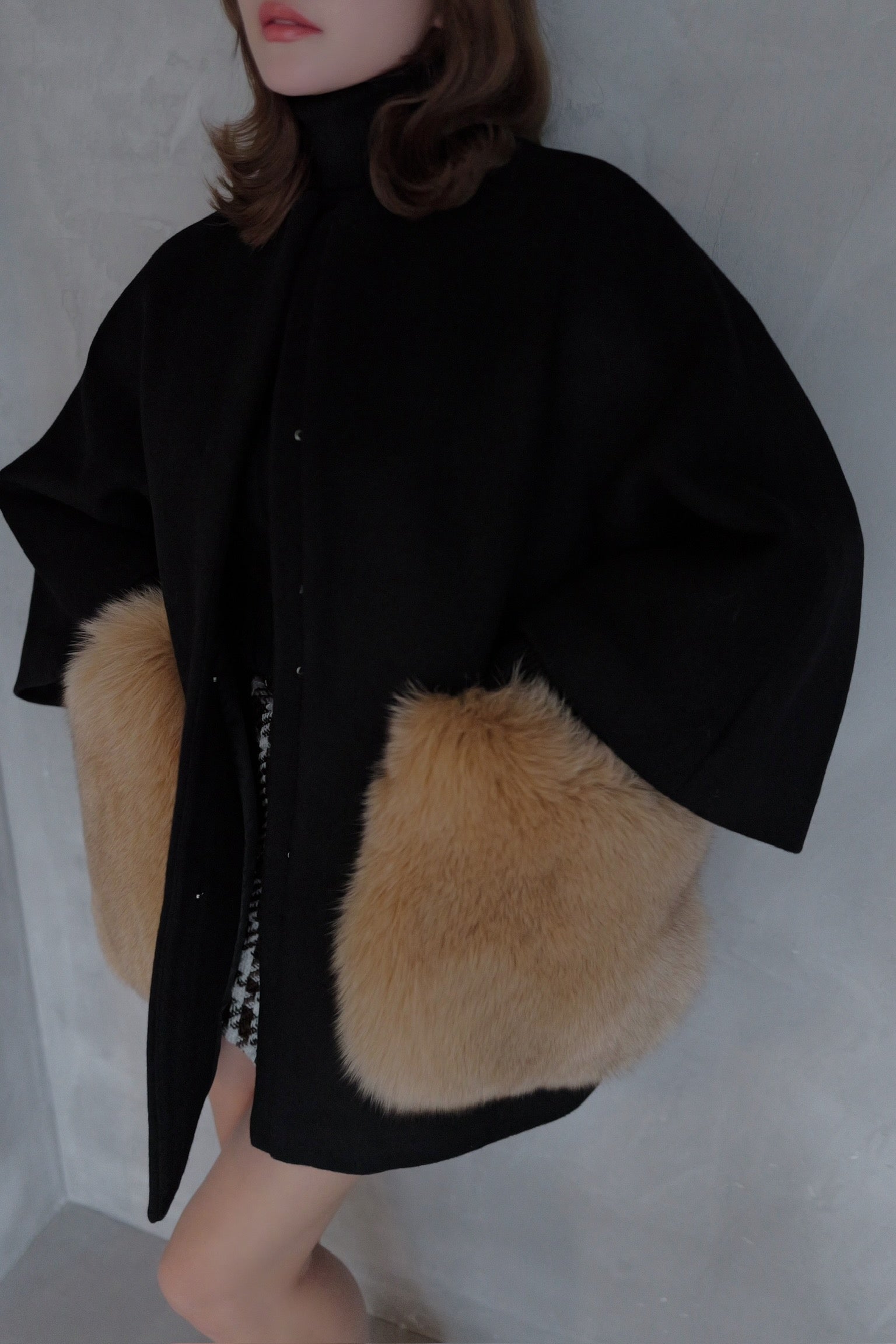 pocket fur cocoon coat – shéller / シェリエ
