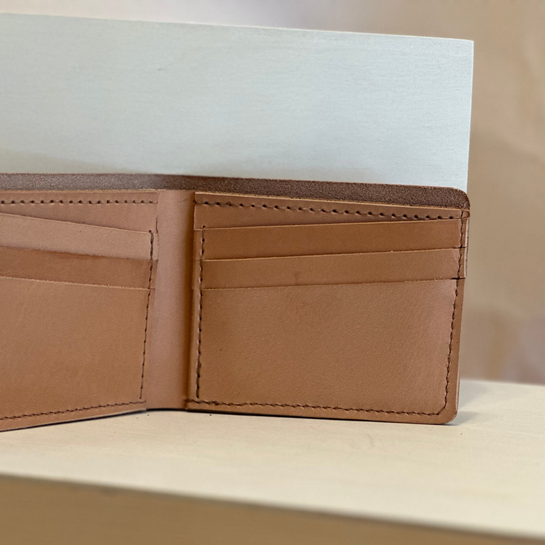 Veg Tan Bi Fold Handstitched Leather Wallet – Shining Rock Goods