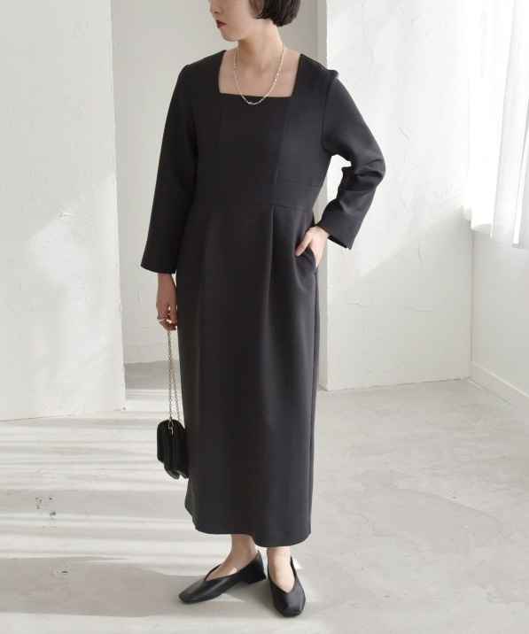 quaranciel:〈洗濯機可能〉ダブルクロス スクエアネック ロング