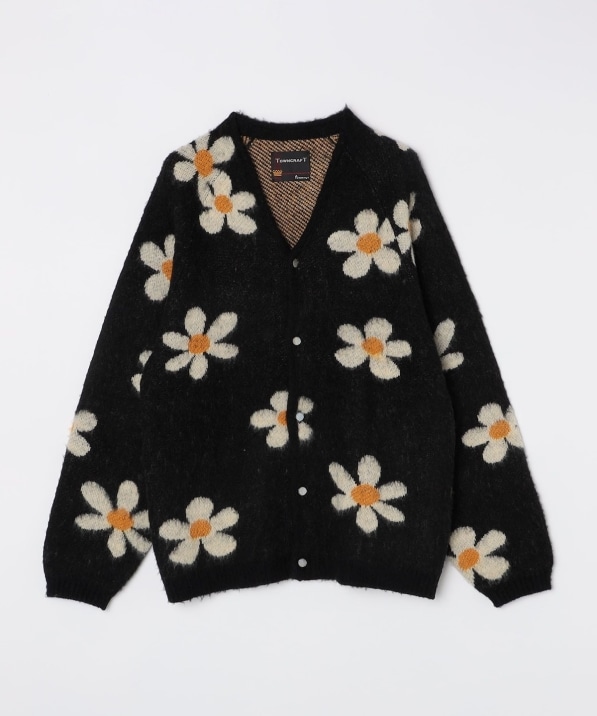 TOWNCRAFT:〈手洗い可能〉総柄 ラグランスリーブ シャギー ニット