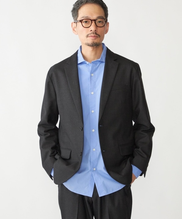 プリーツジャケット　wool like ネイビー　サイズ2 SHIPS: ＜セットアップ対応> SOLOTEX(R) ウール サキソニー 2B