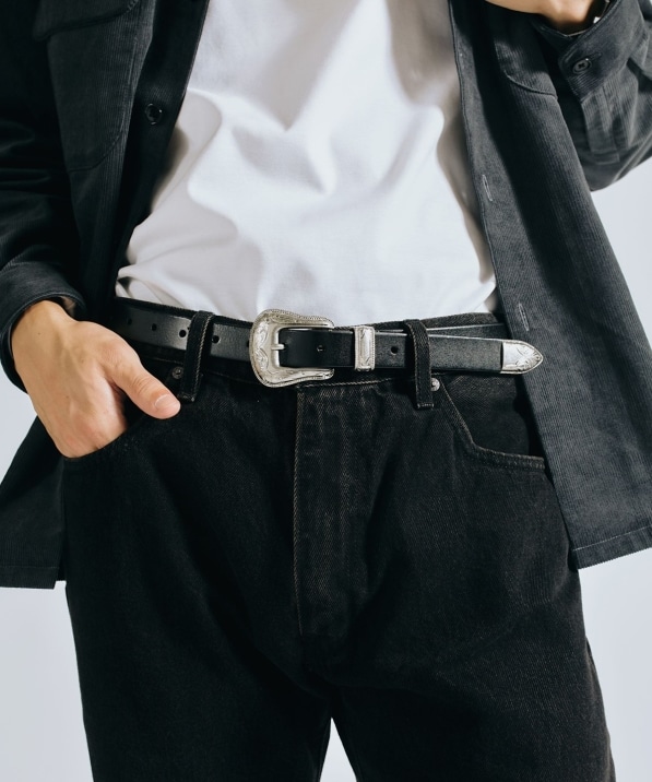 WEB限定】SHIPS: ワンサイズフィット レザー ウエスタン ベルト