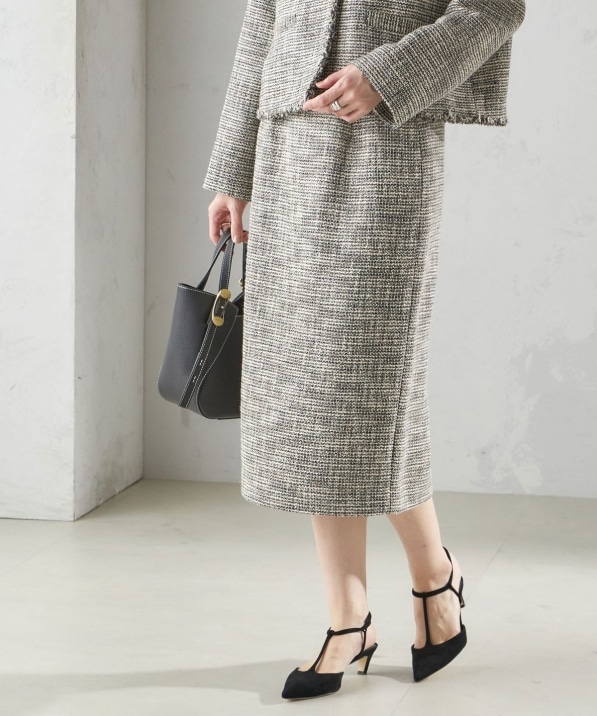 セレモニー対応可〉スラブ ツイード タイト スカート（セットアップ