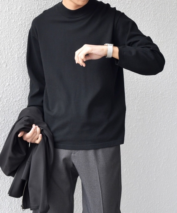 SHIPS any:〈手洗い可能〉ハイゲージ ニット モックネック Tシャツ