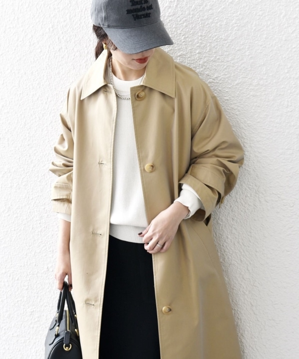 SHIPS any:〈手洗い可能〉シャンブレー バルマカーン ロング コート