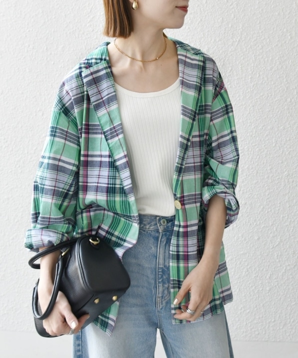 SHIPS any:〈洗濯機可能〉マドラス チェック テーラード シャツ