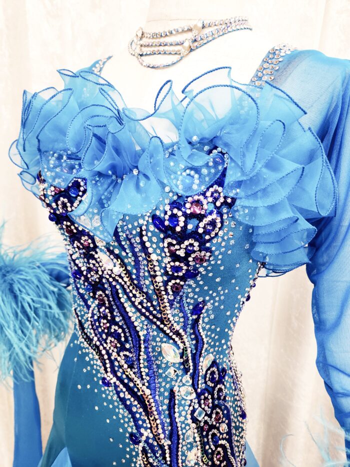 試着・レンタル・購入】社交ダンスドレス ターコイズブルー Sサイズ