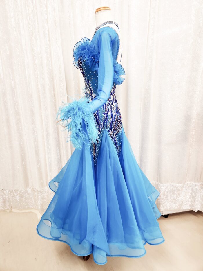 試着・レンタル・購入】社交ダンスドレス ターコイズブルー Sサイズ