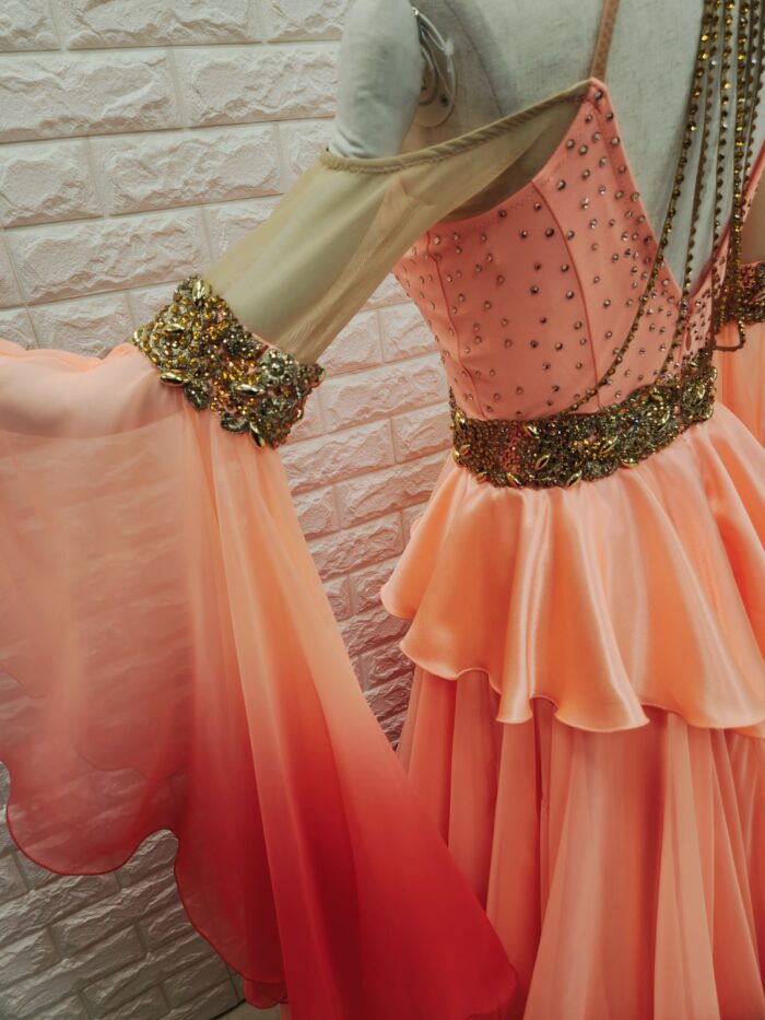 試着・レンタル・購入】社交ダンスドレス オレンジ Mサイズ