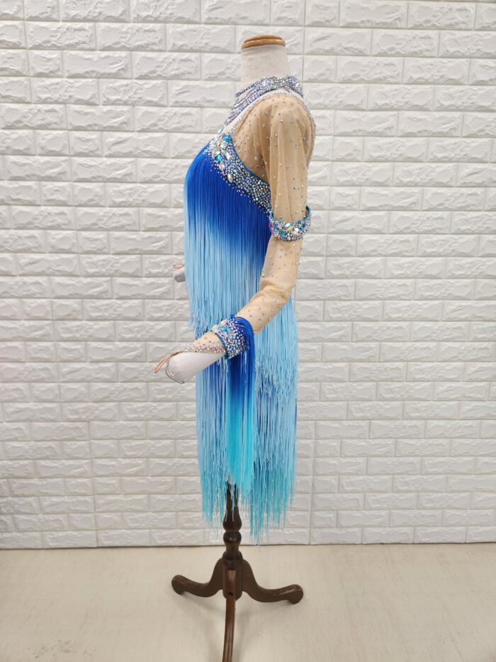 試着・レンタル・購入】社交ダンスドレス ブルー Mサイズ ラテンドレス