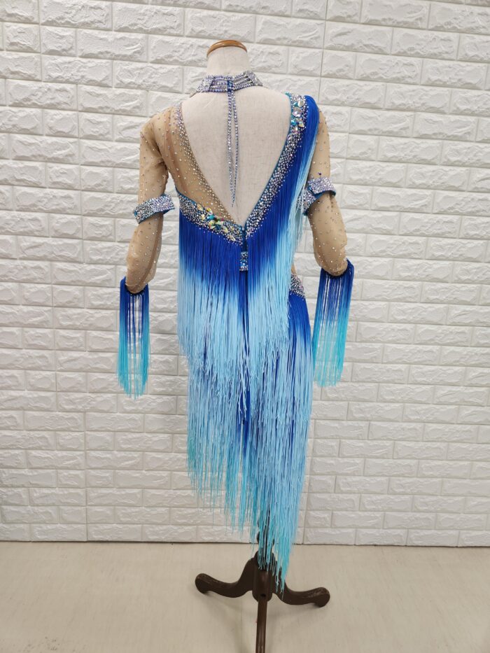 試着・レンタル・購入】社交ダンスドレス ブルー Mサイズ ラテンドレス