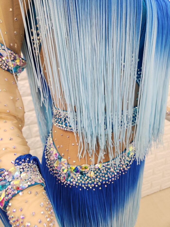 試着・レンタル・購入】社交ダンスドレス ブルー Mサイズ ラテンドレス