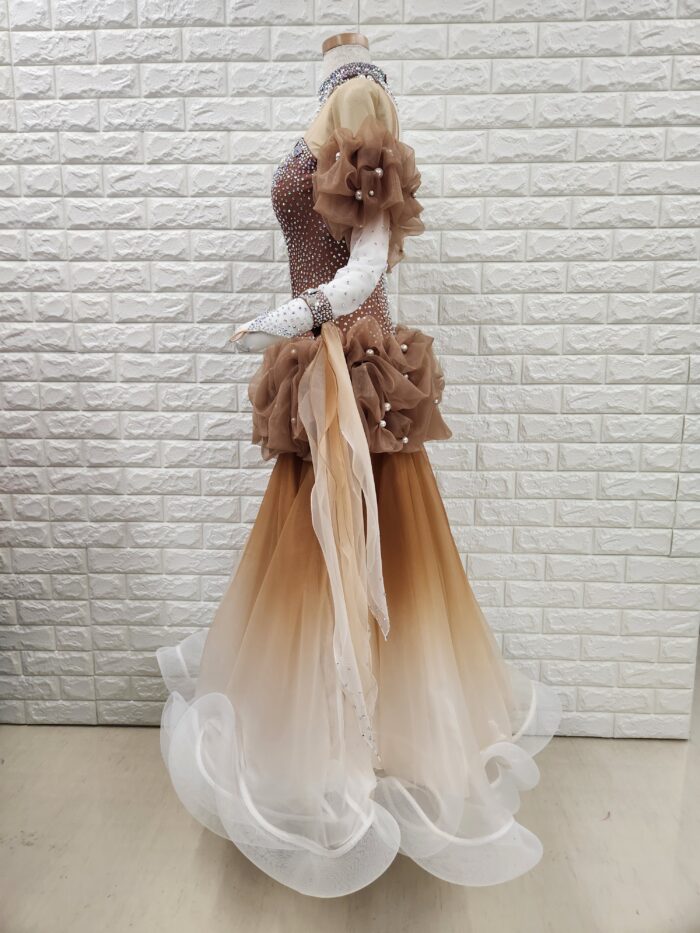 試着・レンタル・購入】社交ダンスドレス ブラウン SMサイズ