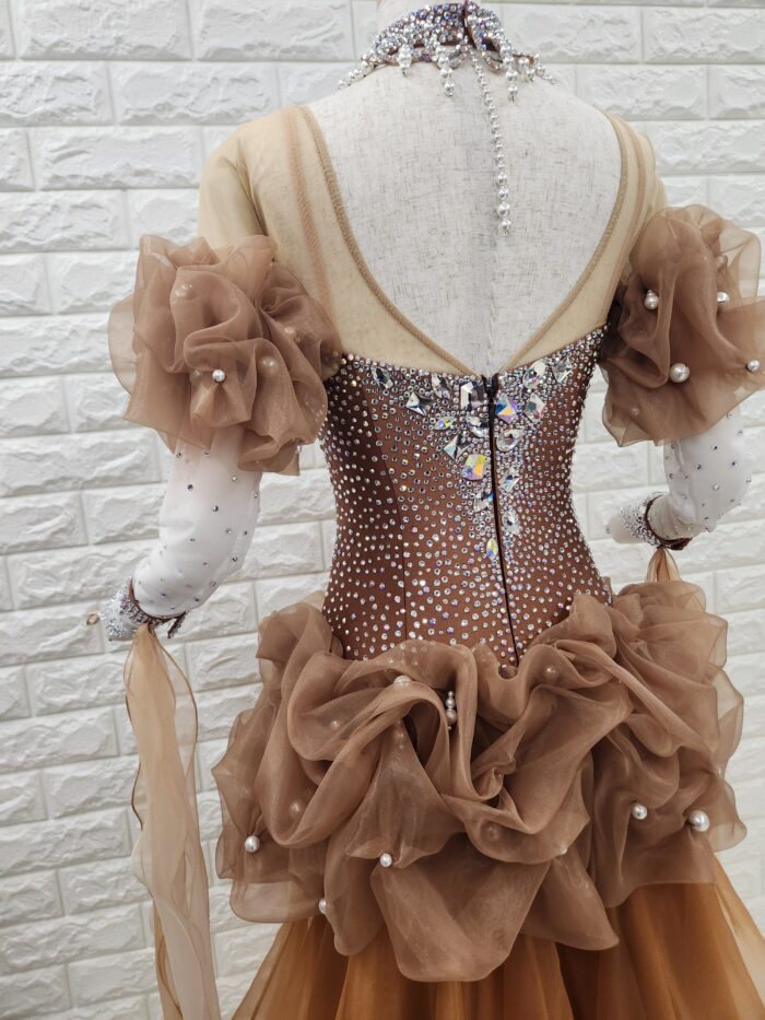 試着・レンタル・購入】社交ダンスドレス ブラウン SMサイズ