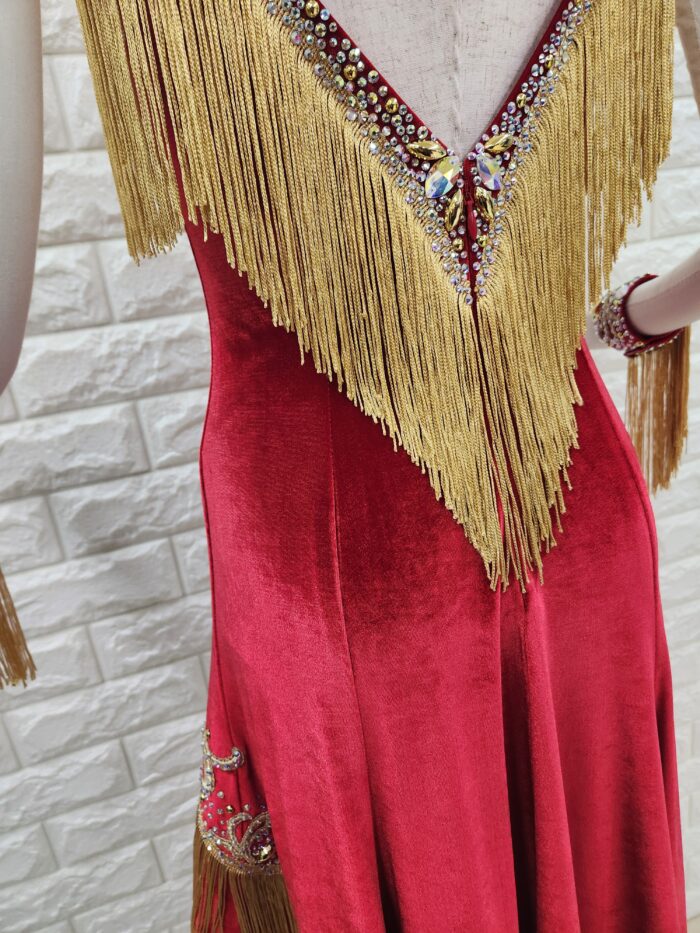 試着・レンタル・購入】社交ダンスドレス 赤 MLサイズ ラテンドレス836