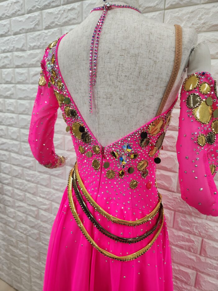 試着・レンタル・購入】社交ダンスドレス Mサイズ ピンク アメリカン