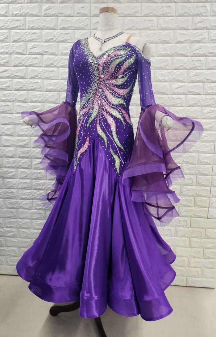 試着・レンタル・購入】社交ダンスドレス Lサイズ パープル