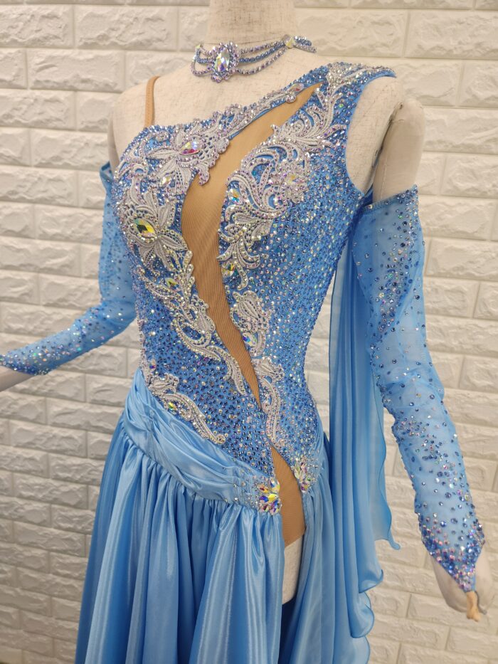試着・レンタル・購入】社交ダンスドレス アメリカンスムース ブルー